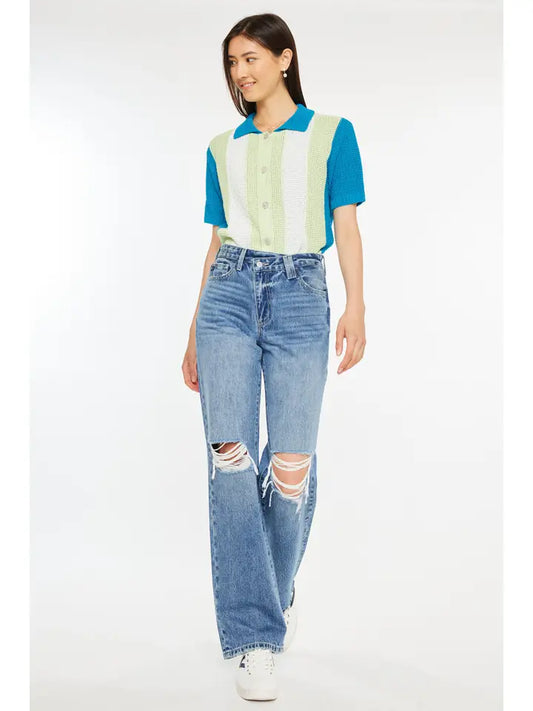 High Rise 90’S Criss Cross Straight Jeans