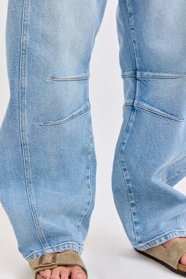 Mid-Waist Barrel Leg Jean