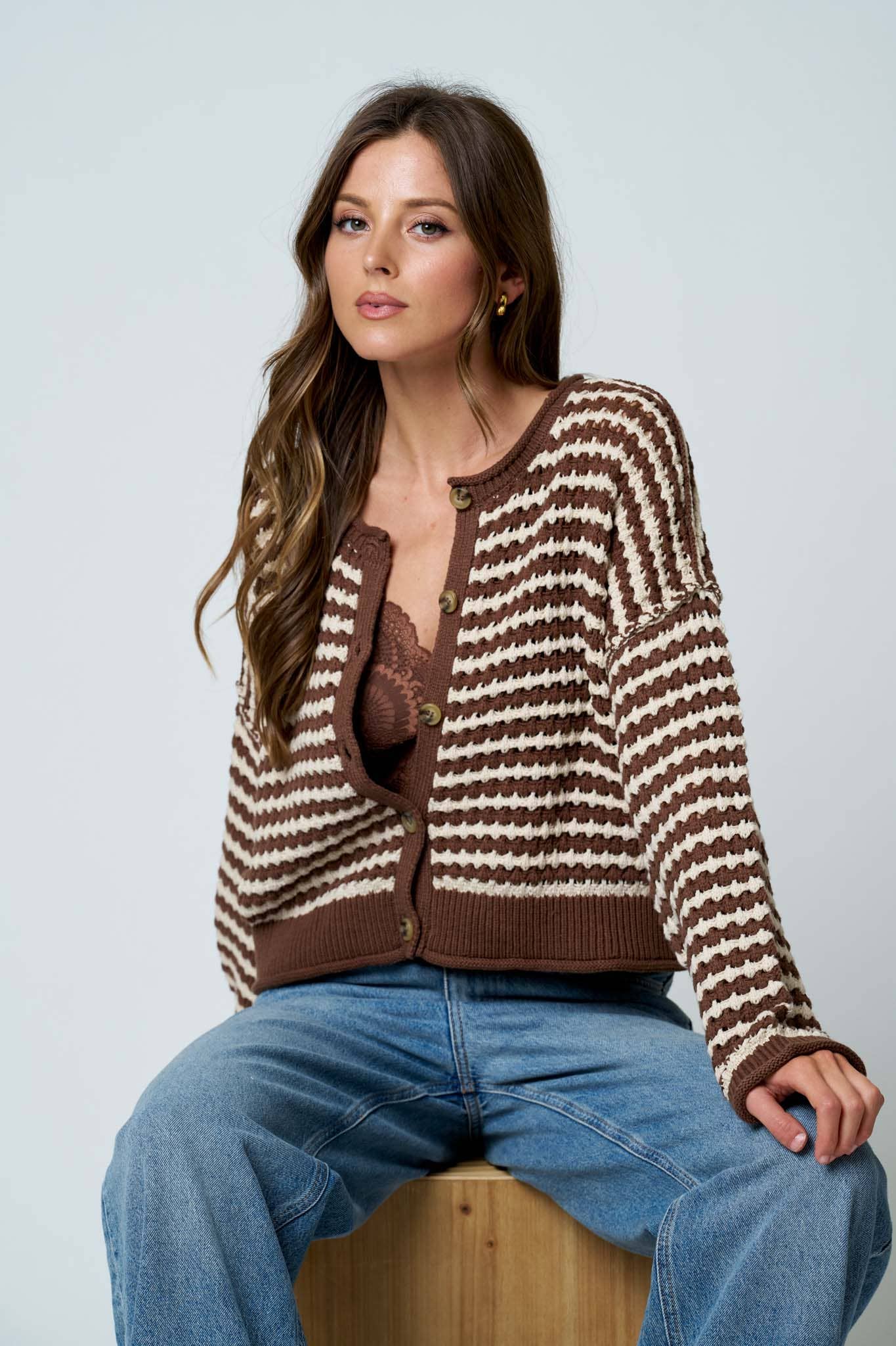 Mocha Striped Cardigan