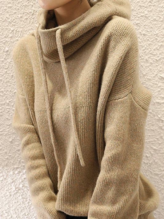 Large Cowl Neck Sweater - Camel