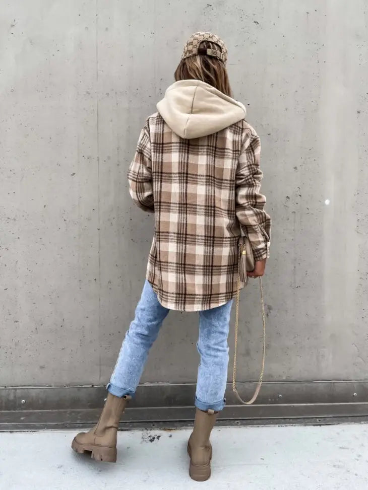 Brown hooded Flannel