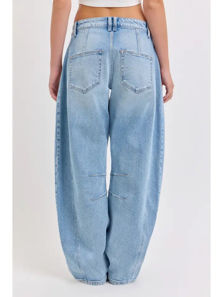 Mid-Waist Barrel Leg Jean
