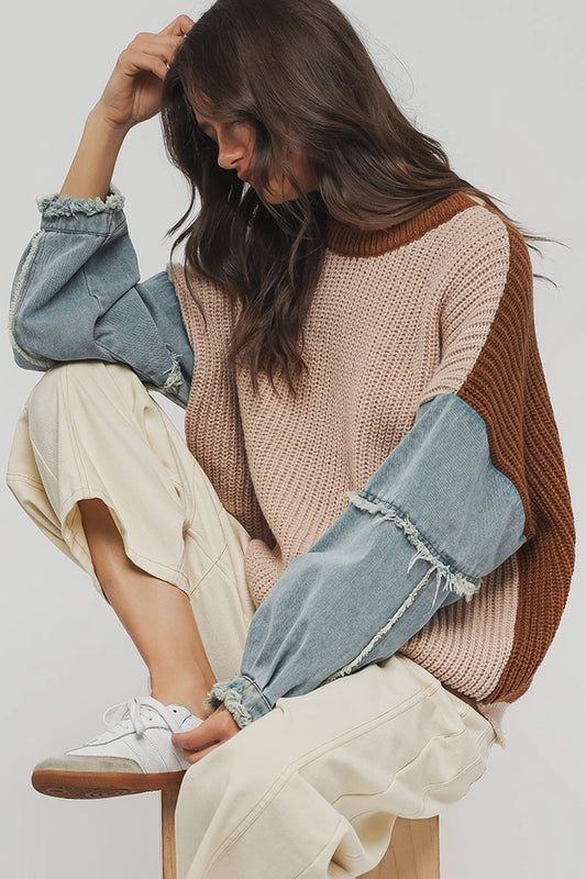 Denim Sleeve Sweater