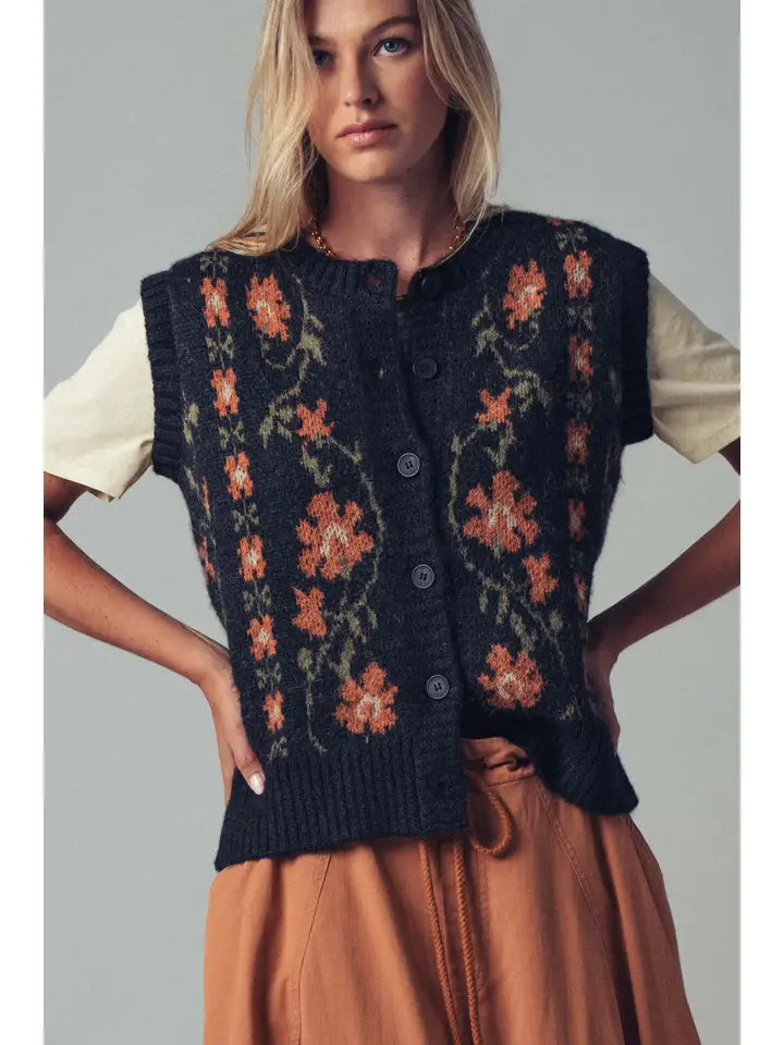 Floral Knit Vest