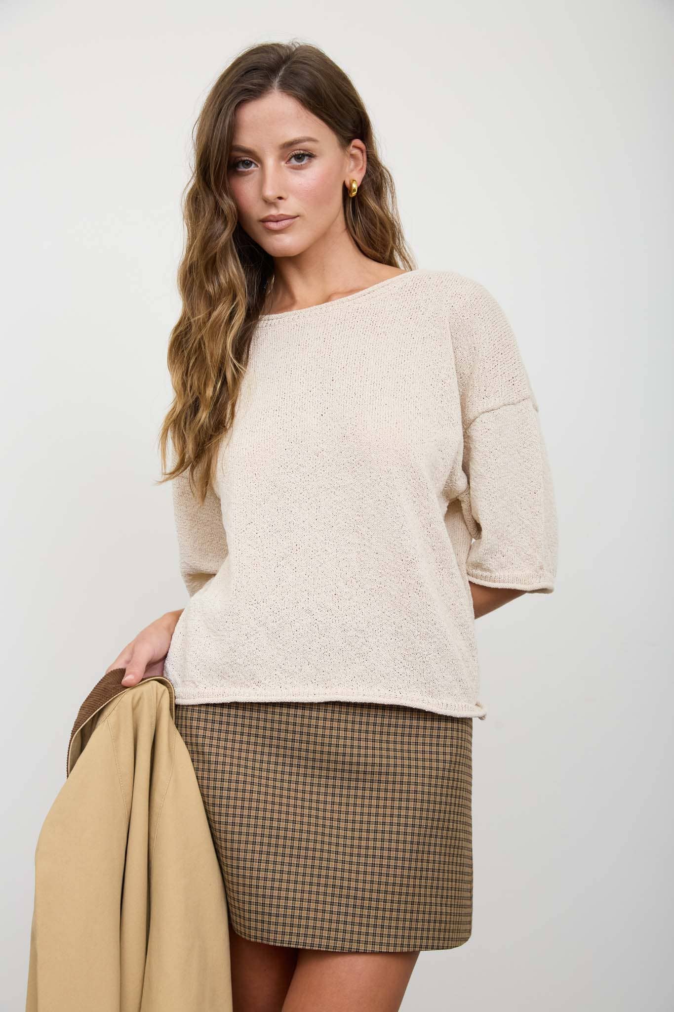 Casual Raw Edge Top - Cream