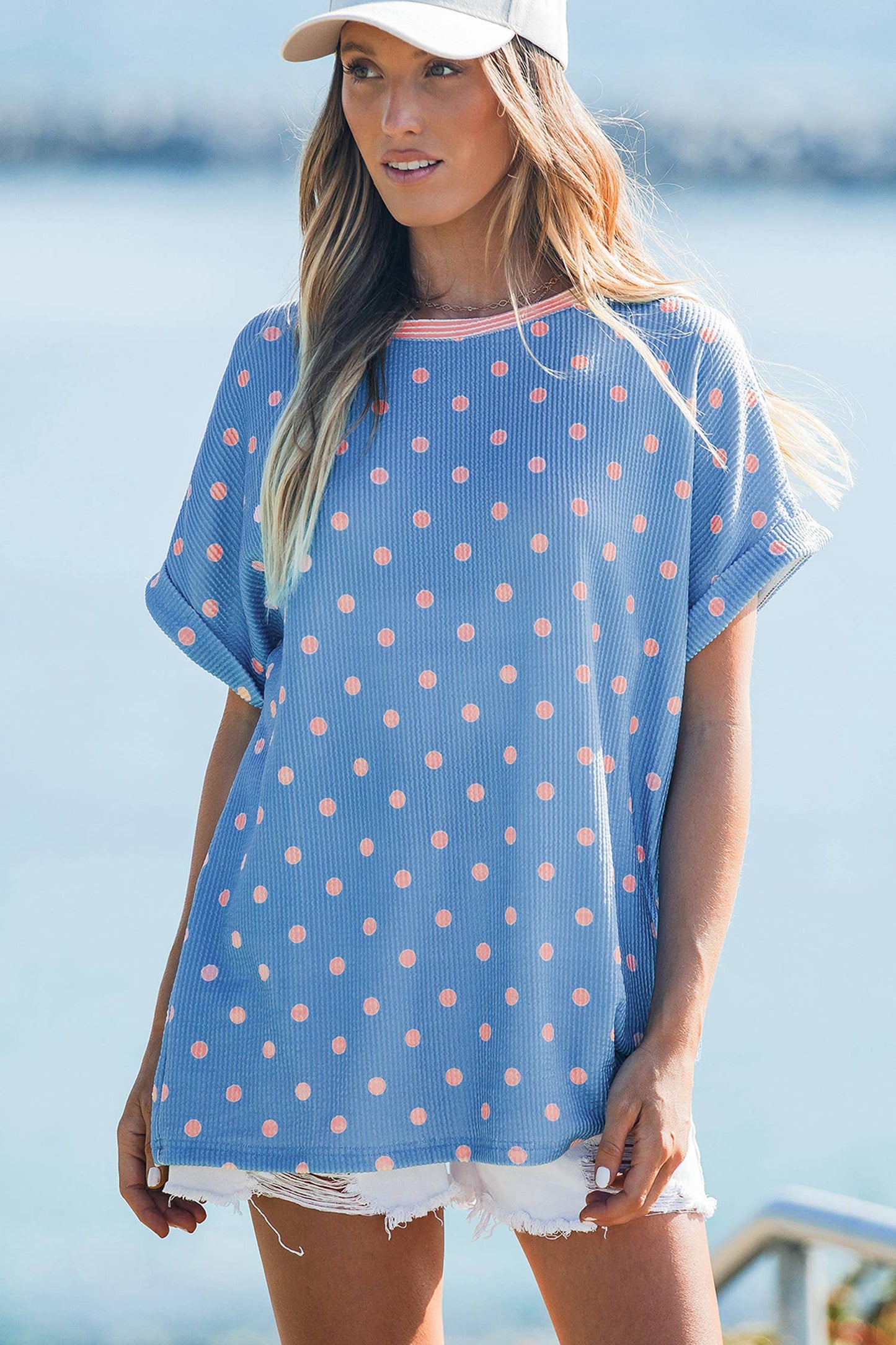 Sky Blue Polka Dot Top