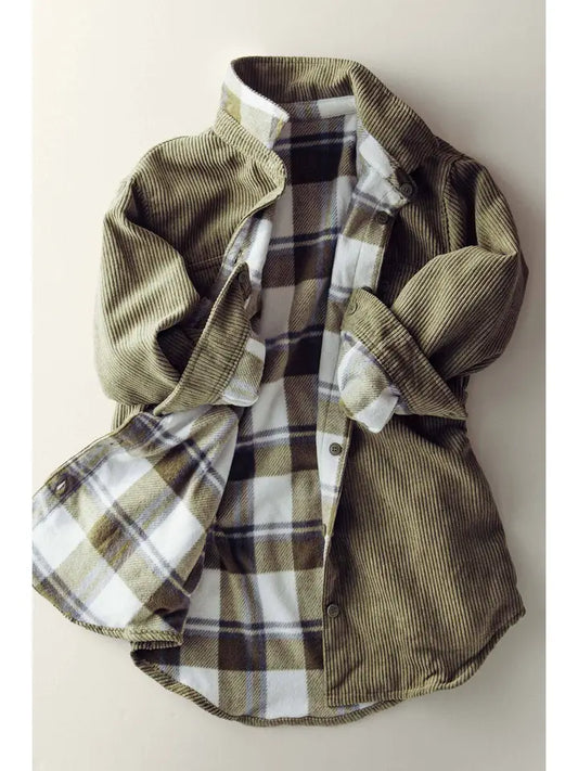 Olive Cordurory Flannel Jacket