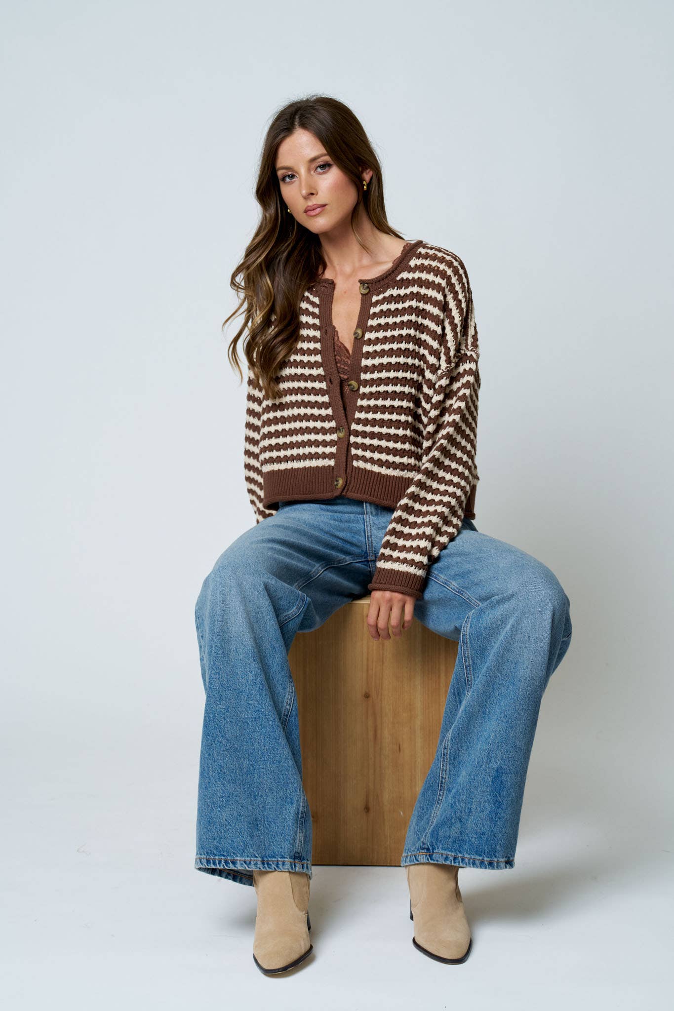Mocha Striped Cardigan