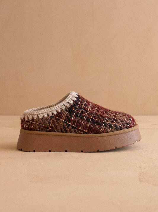 Mocha Tweed Platform Cozy Mule Slipper