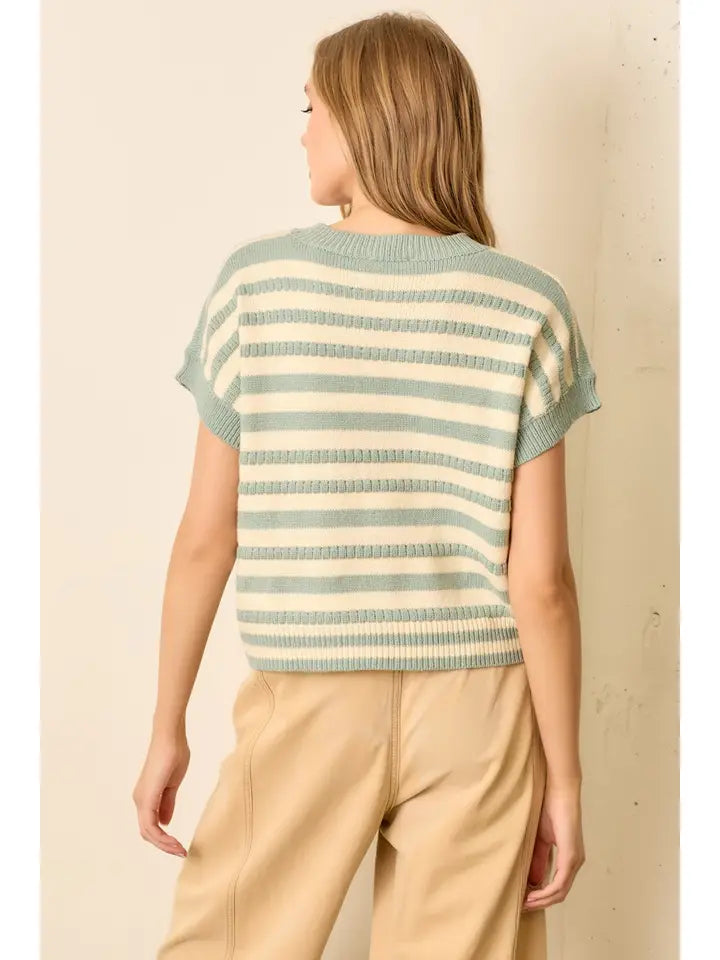 Cream and Light Blue Sweater