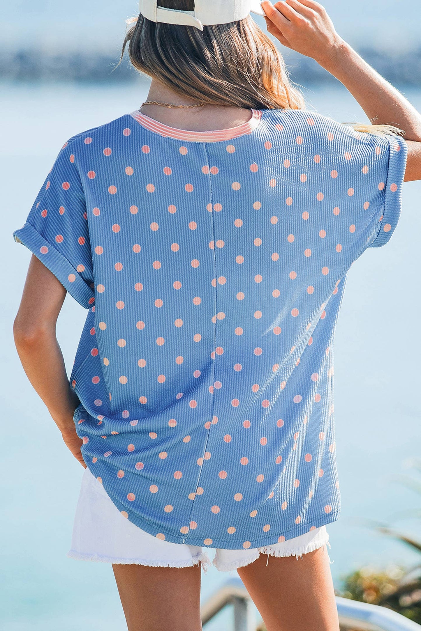 Sky Blue Polka Dot Top
