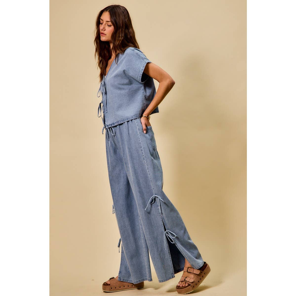 Sweet Tie Denim Top