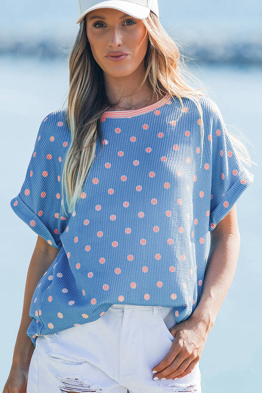 Sky Blue Polka Dot Top