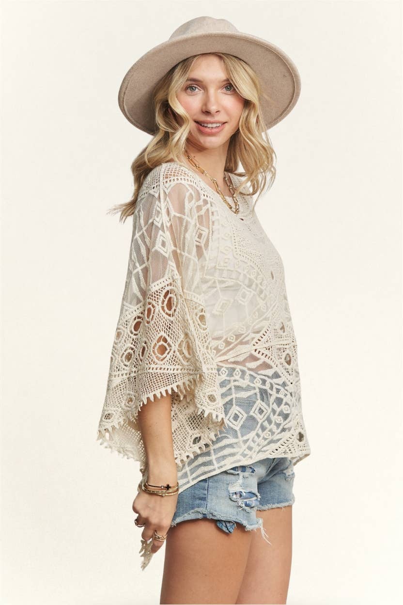 Sweet Stitch Lace Poncho Top