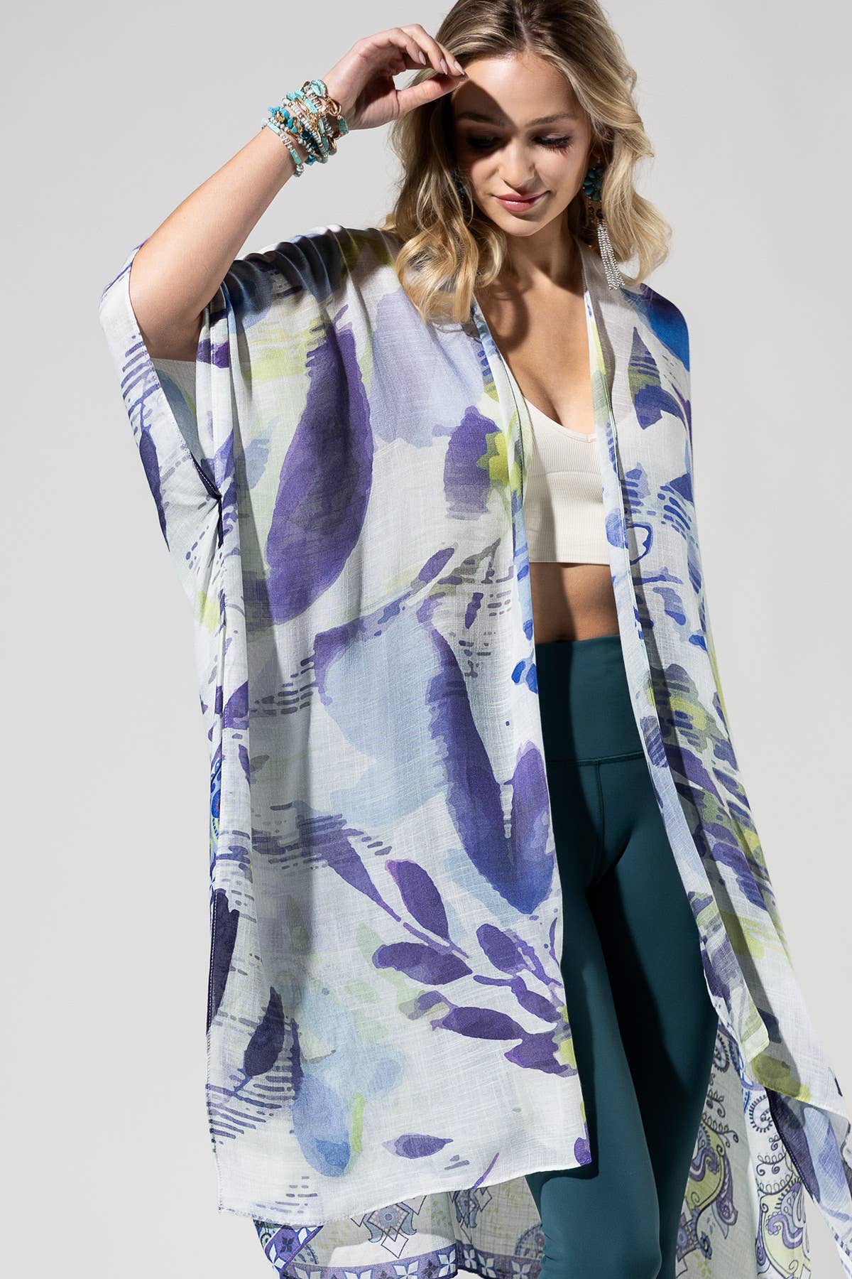 White Multi Pattern Kimono