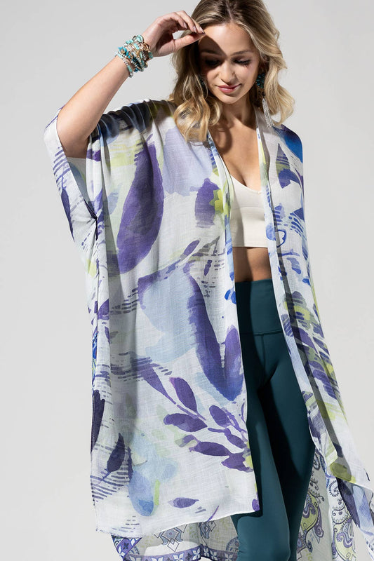 White Multi Pattern Kimono