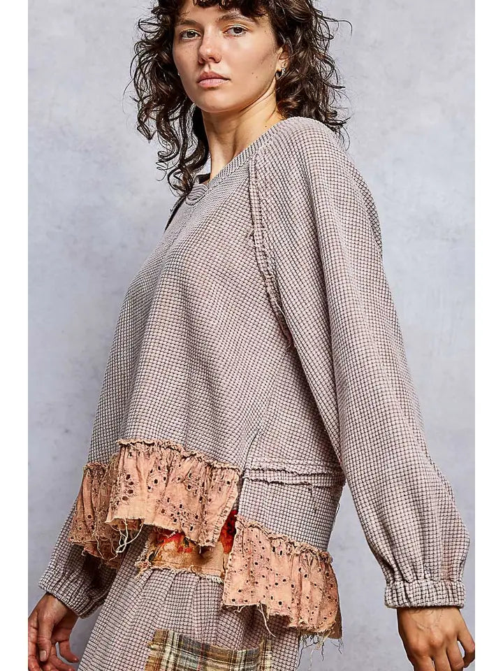 Dusty Rose Ruffle Sweater