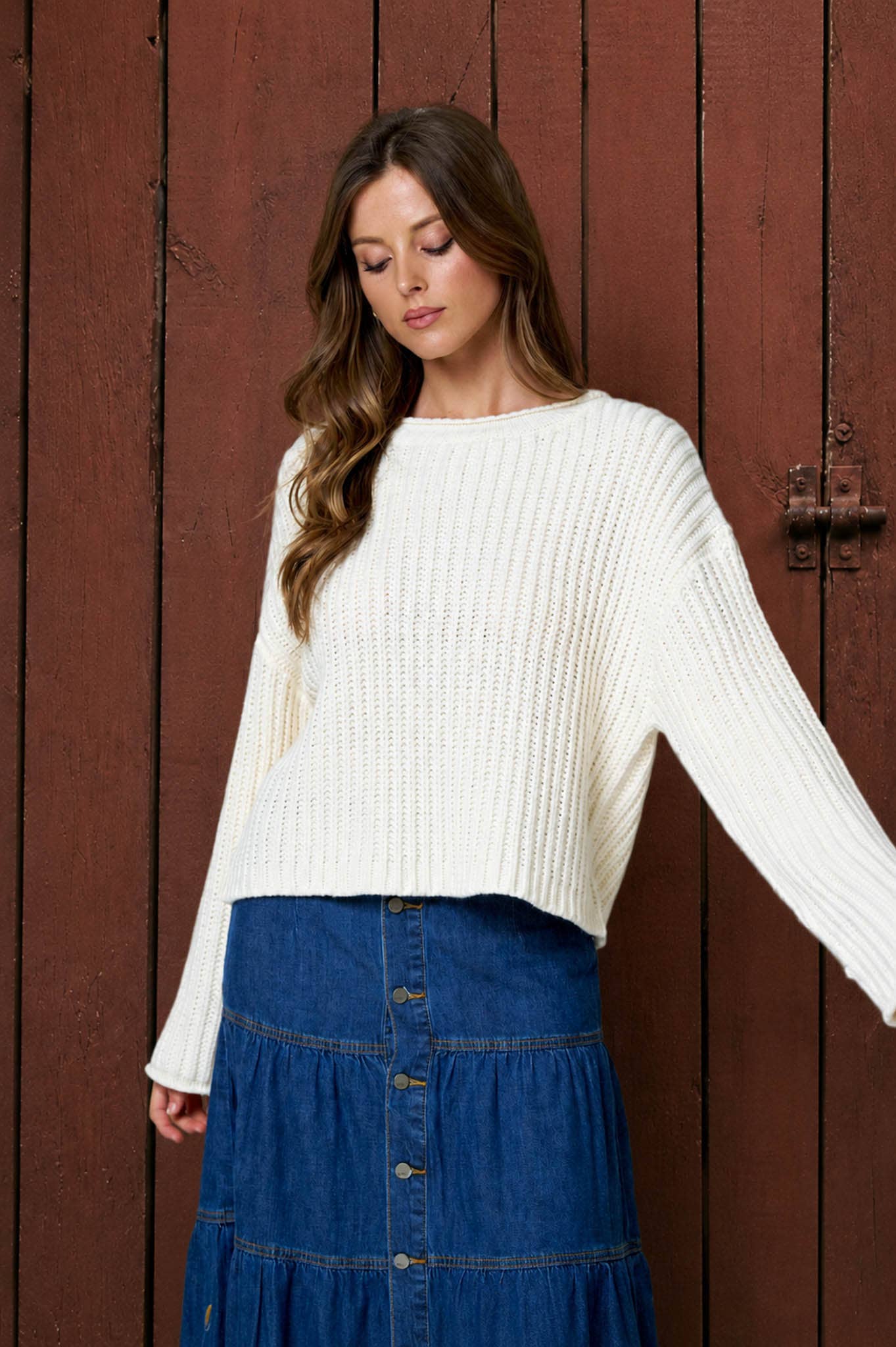 Plush Knit Sweater - Cream