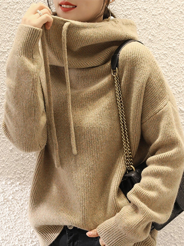 Large Cowl Neck Sweater - Camel