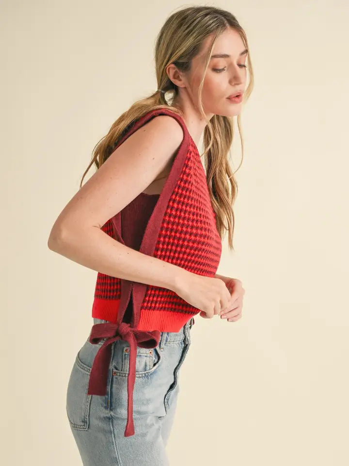 Striped Side Tie Sweater Vest