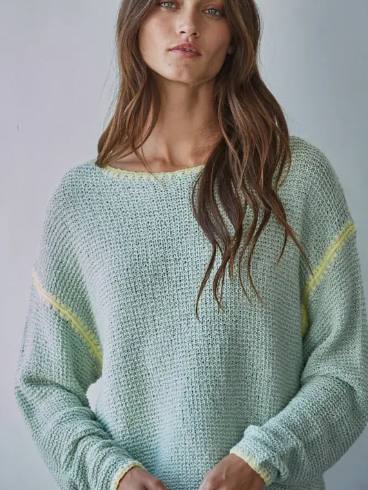 Dusty Mint Loose Knit Sweater