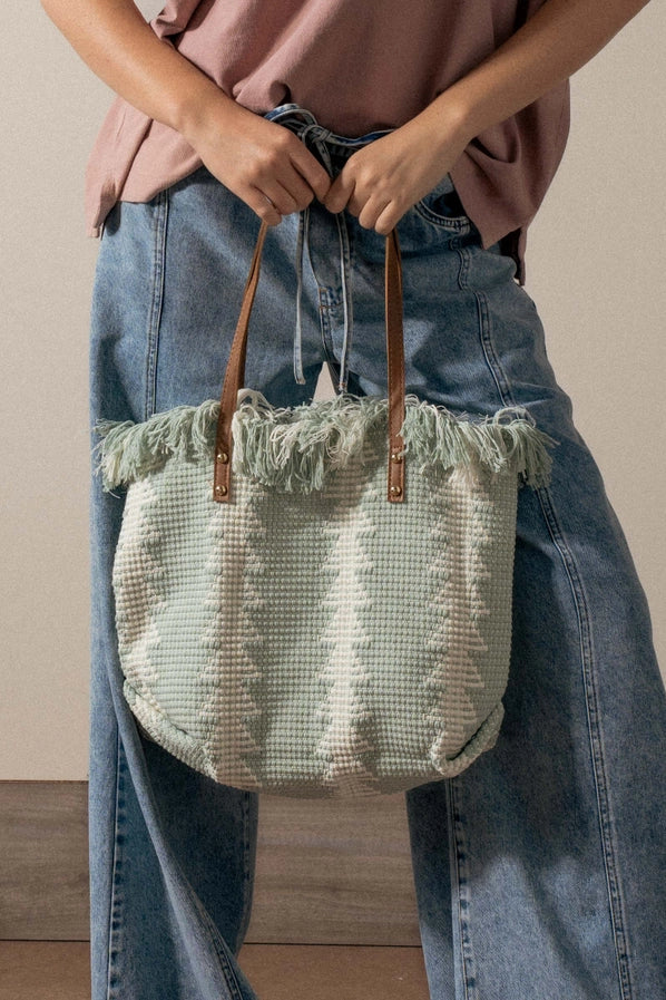 Mint Fringe Tote Bag