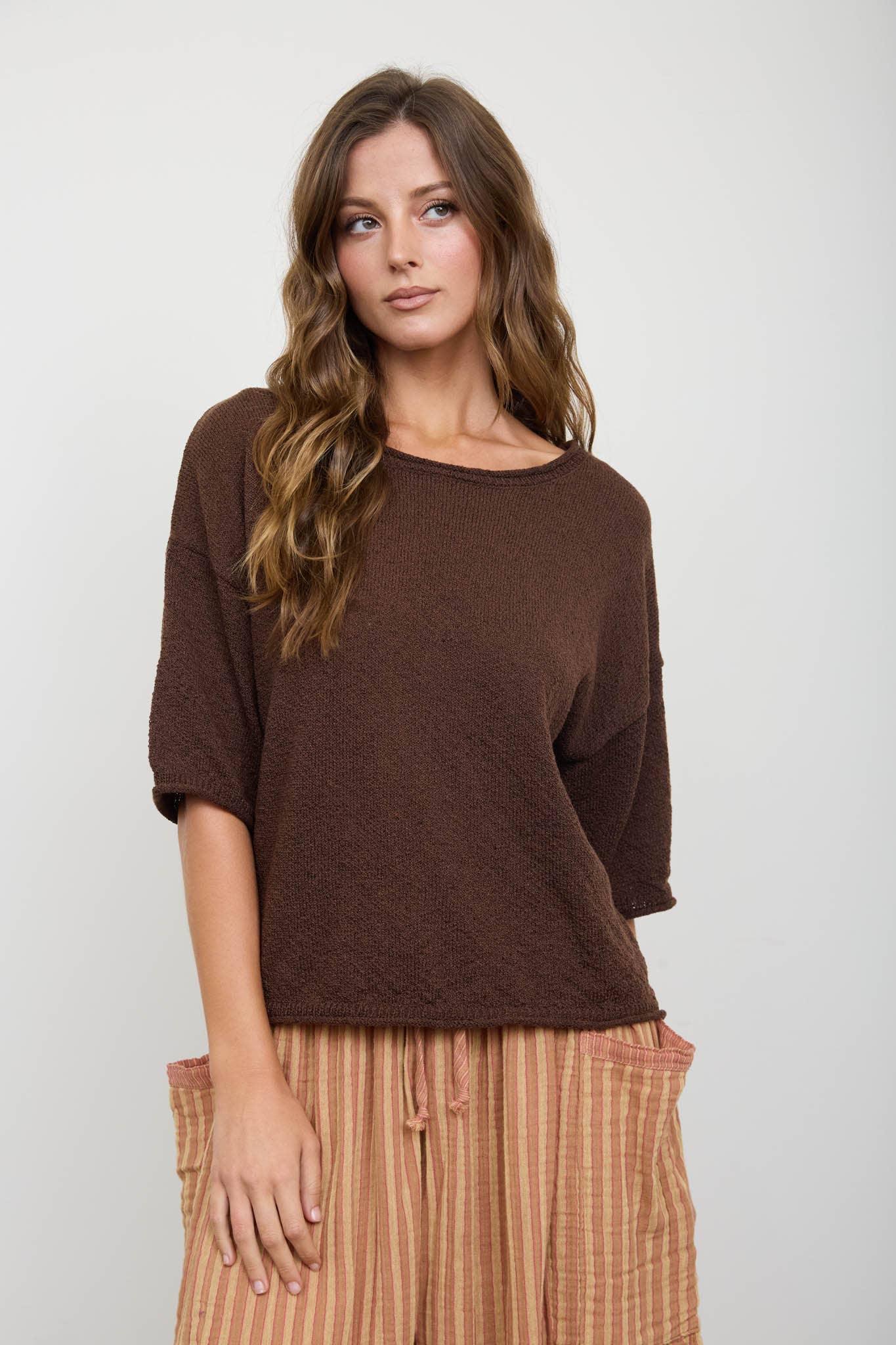 Casual Raw Edge Top - Burgundy