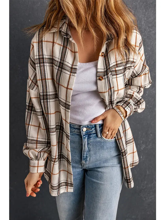 Plaid Buttoned High-Low Shacket