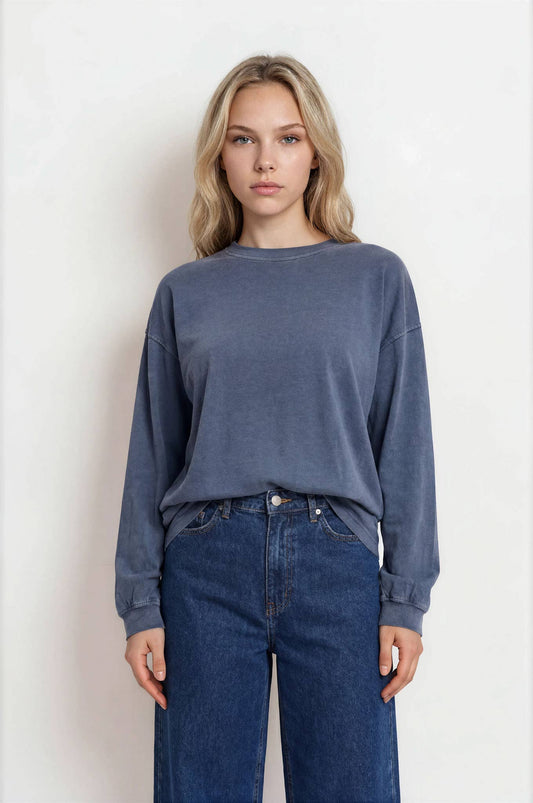 Soft Marbled Top - Navy