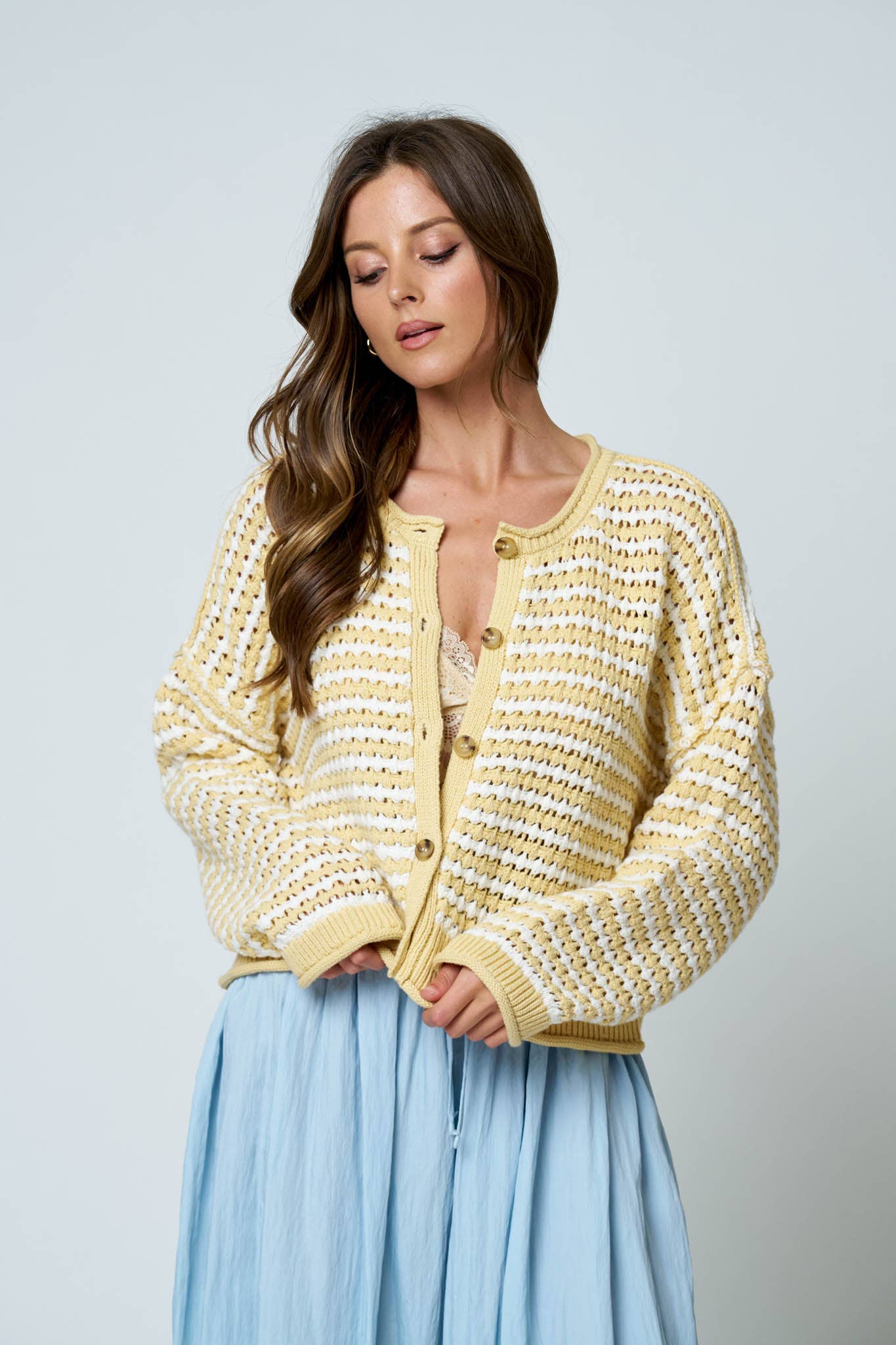 Butter Yellow Stripe Cardigan