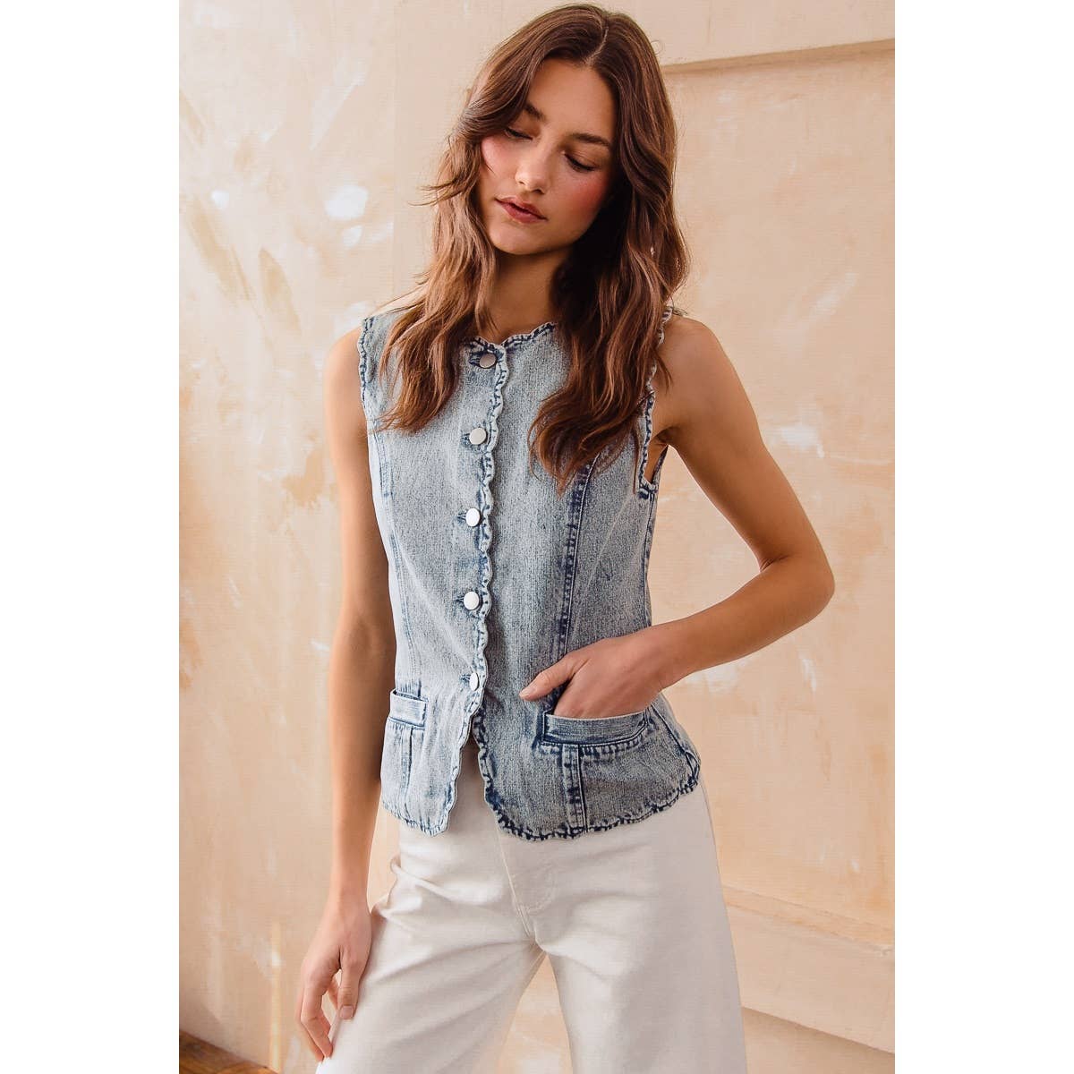 Vintage Wash Denim Vest