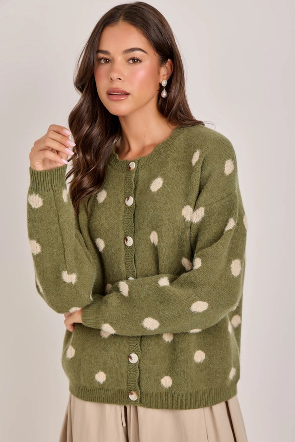 Olive & Oatmeal Polka Dot