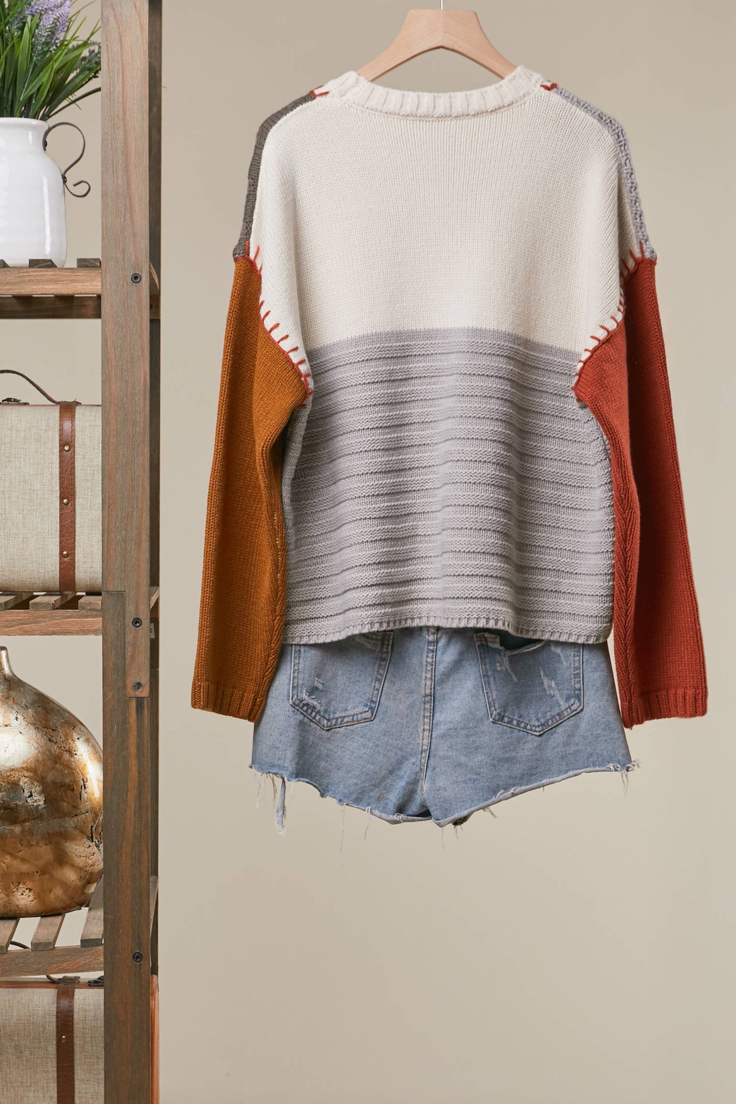 Color-Blocked Knit Sweater