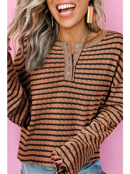 Espresso & Black Textured Stripe Longsleeve