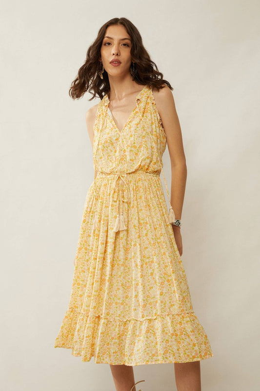 Honey Petal Flutter Sleeve Dress