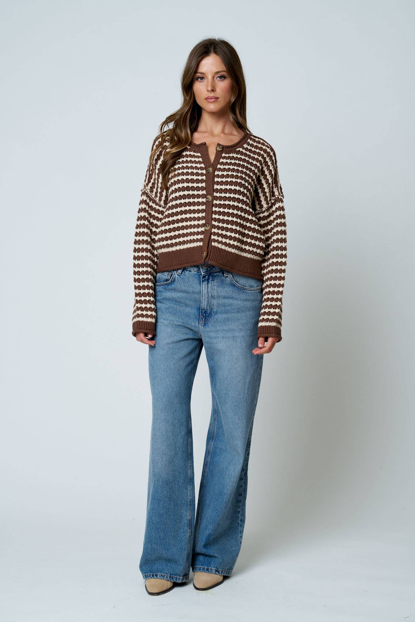 Mocha Striped Cardigan