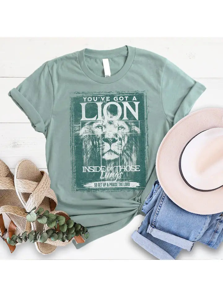 Lion Heather Sage Tee