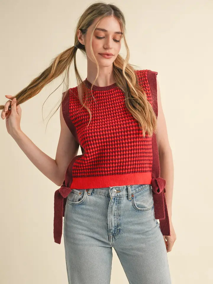 Striped Side Tie Sweater Vest