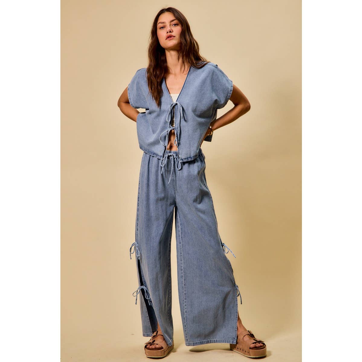 Sweet Tie Denim Top
