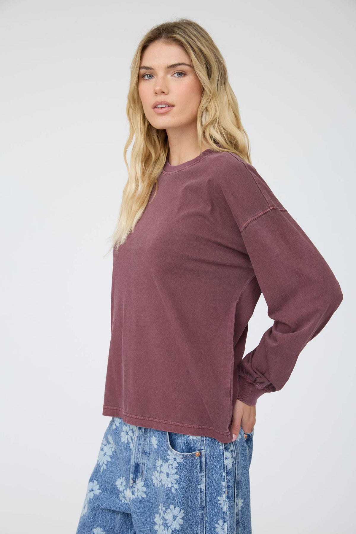 Soft Marbled Top - Maroon