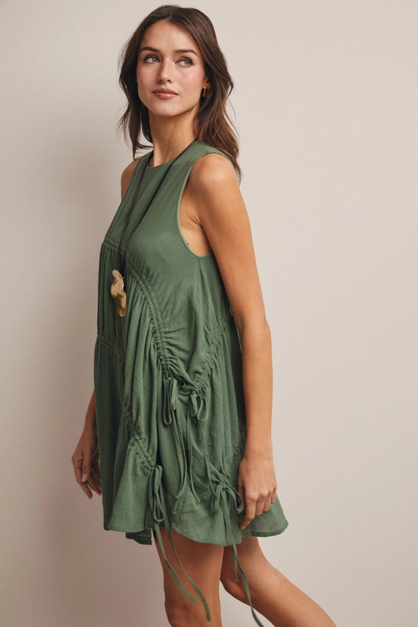Eucalyptus Green Tie Mini Dress