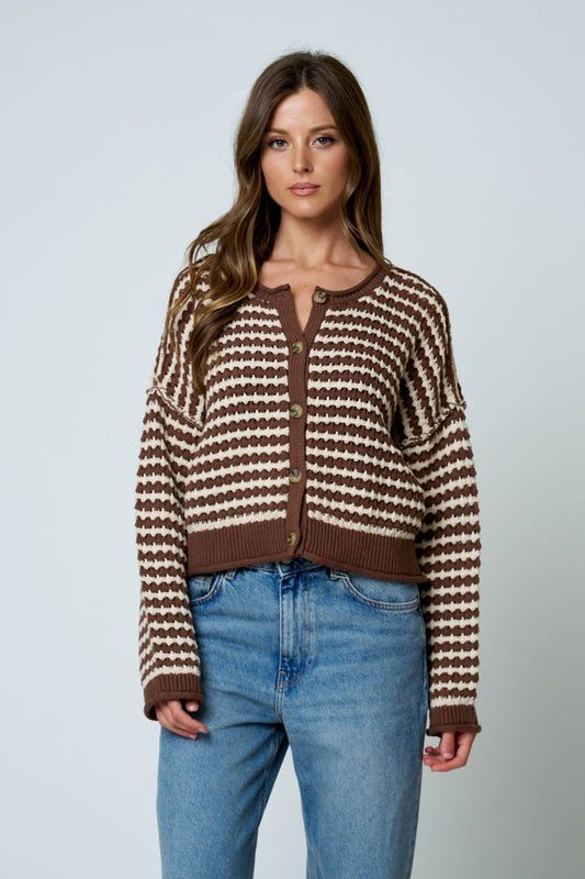Mocha Striped Cardigan