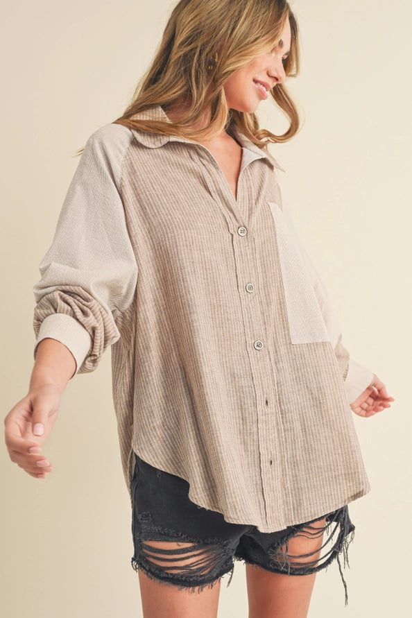 Oat & Cream Button Up