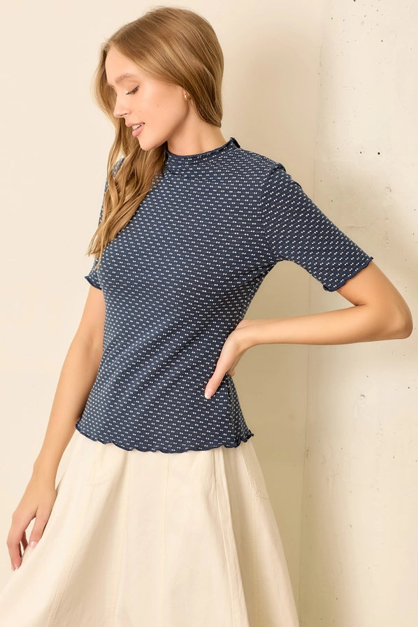 Navy Textured Knit Top