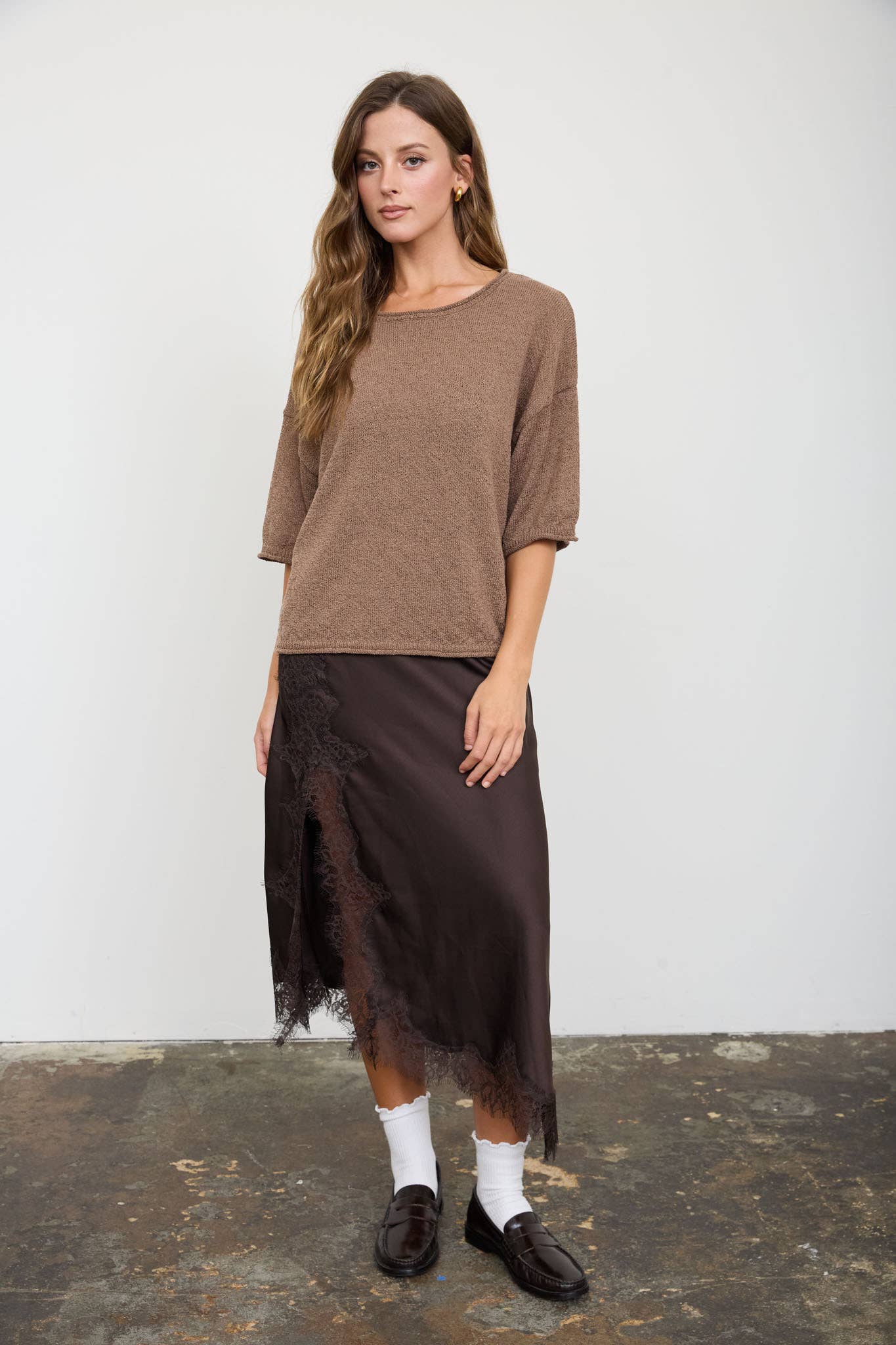 Casual Raw Edge Top - Burgundy