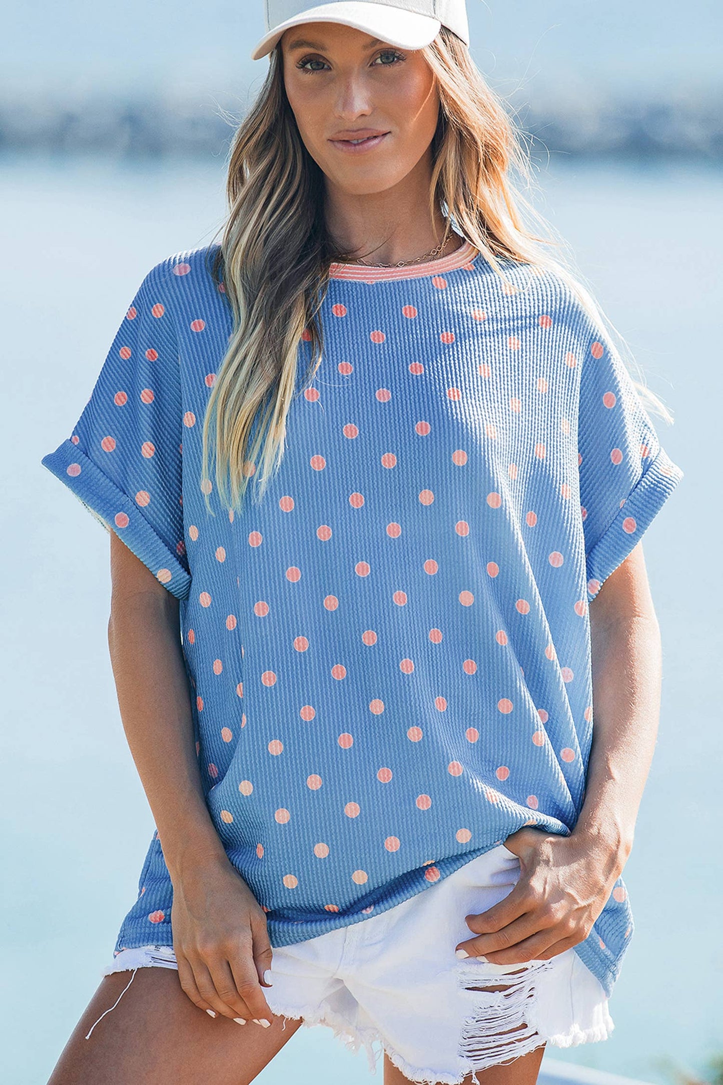Sky Blue Polka Dot Top