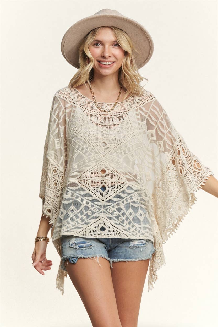Sweet Stitch Lace Poncho Top
