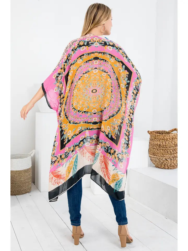 Bohemian Floral Patch Print Kimono