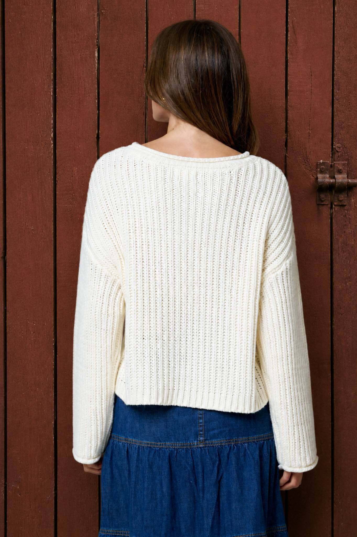 Plush Knit Sweater - Cream