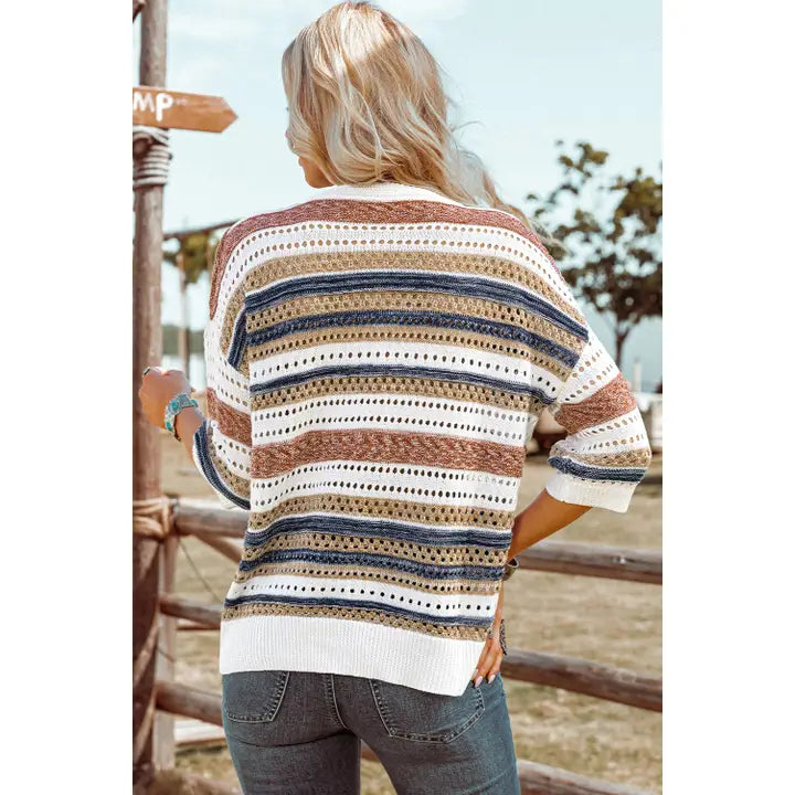 Stripe Hollow Knit Top